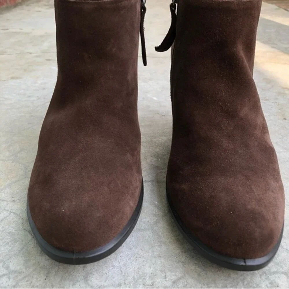 Ecco Brown Suede Ankle Boots Booties Waterproof Hydromax Heeled Euro 38